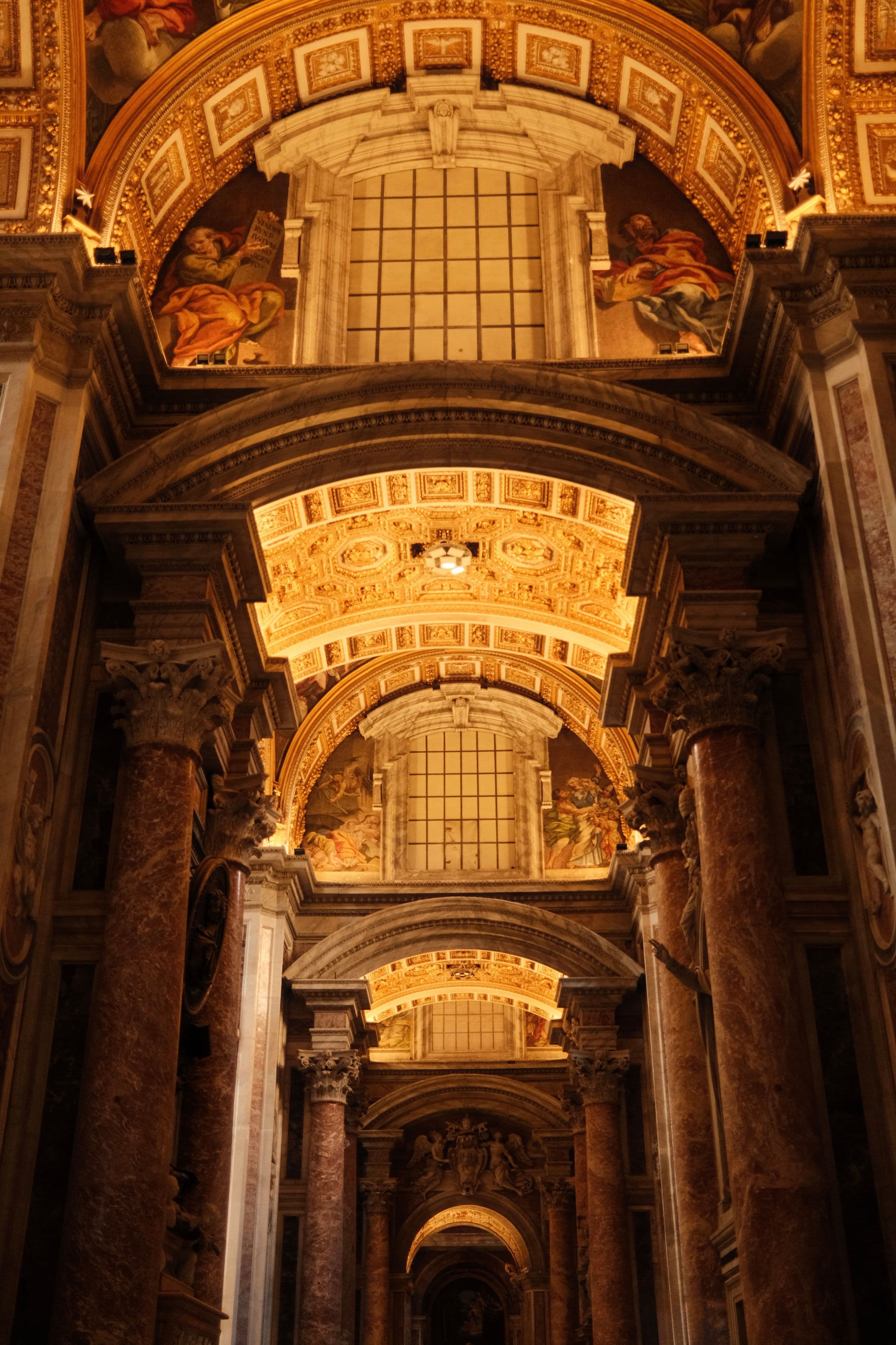 Ceiling and dome detail inside St. Peter’s Basilica